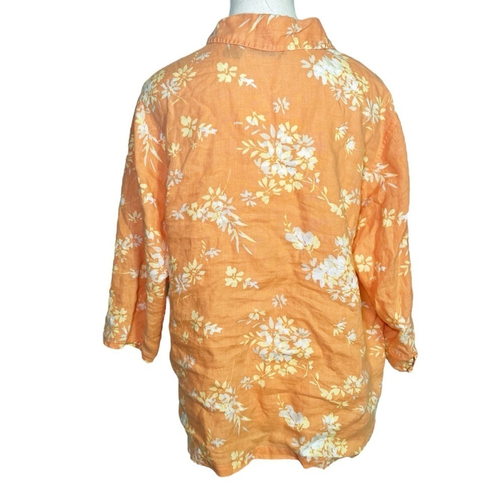 Relativity Floral Orange Linen Button-Up Shirt - Picture 2 of 11